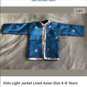 Kids Light Quilted Jacket Lined Asian Size 4-6 Y